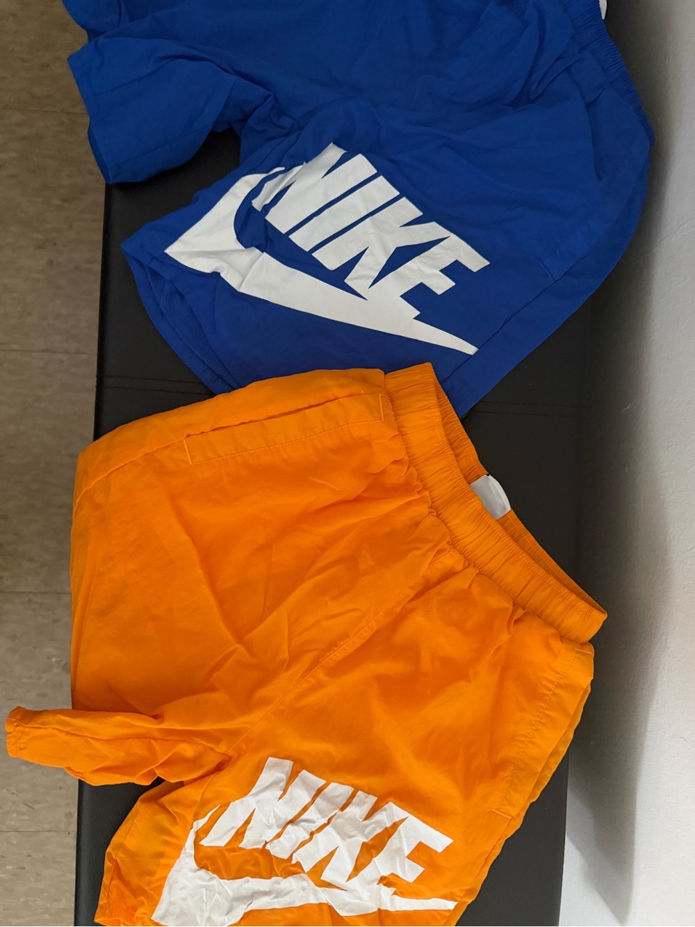 Nike Kids Orange and Blue Logo Athletic Shorts Duo